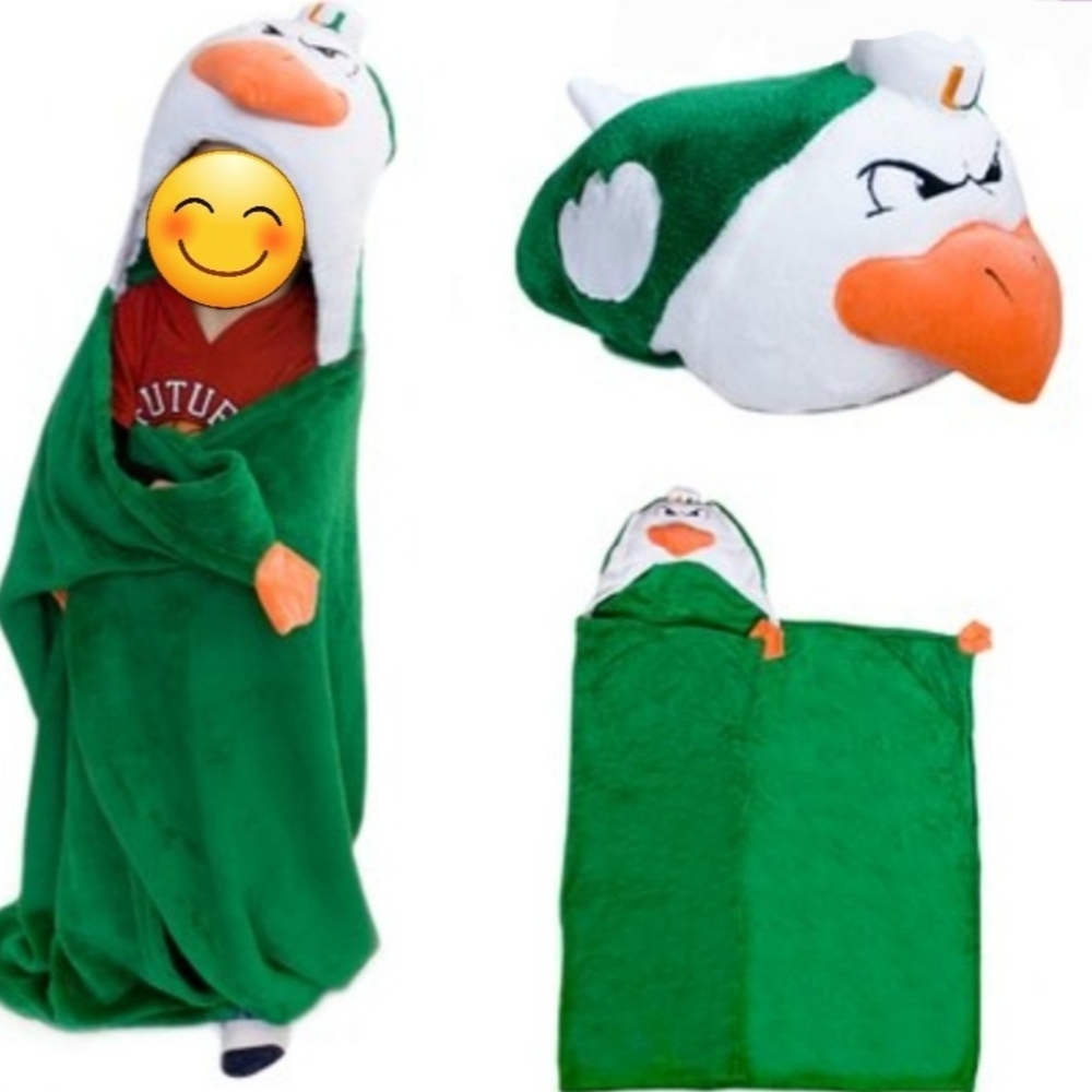 2 PACK - MascotWear Miami Hurricanes Huggable Hooded Blanket